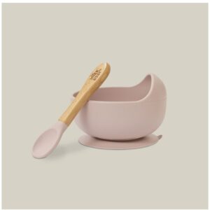 INTERBABY SILIKONSKA ZDJELICA + ŽLICA - DARK PINK - Slika 2