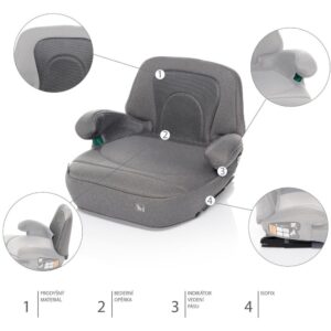 ZOPA AUTOSJEDALICA IBOOSTER I-SIZE - SILVER GREY - Slika 3