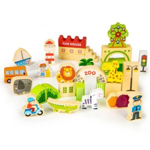 ECOTOYS EDUKATIVNI DRVENI BLOKOVI CITY ZOO OD 120 DIJELOVA