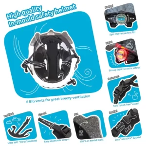 CRAZYSAFETY 3D DJEČJA KACIGA SHARK BLACK - S LED SVJETLOM - Slika 2