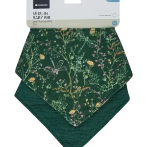 KIKKA BOO MUSLIN PODBRADAK SET 2 KOM - SECRET GARDEN GREEN