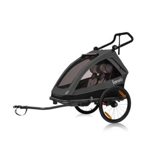 Lionelo Cama dječja kolica i prikolica za bicikl za dvoje djece, Black Onyx - Slika 2
