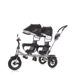 Chipolino tricikl za blizance 2Play Obsidian Silver - Slika 2