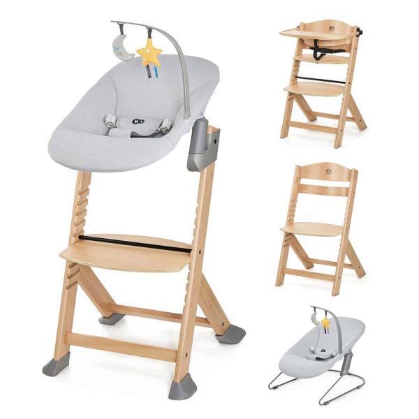 Kinderkraft hranilica Enock wooden + njihaljka Calmee siva