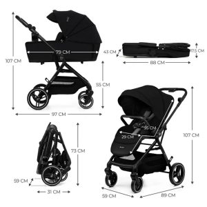 Kinderkraft dječja kolica Yoxi 2u1, Pure Black - Slika 6