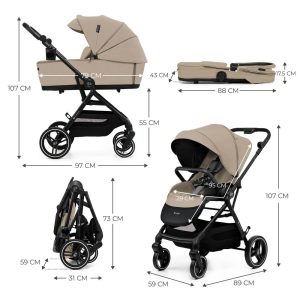 Kinderkraft dječja kolica Yoxi 2u1, Sand Beige - Slika 6