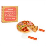 Ecotoys Drvena pizza s čičkom za rezanje od 27 elemenata
