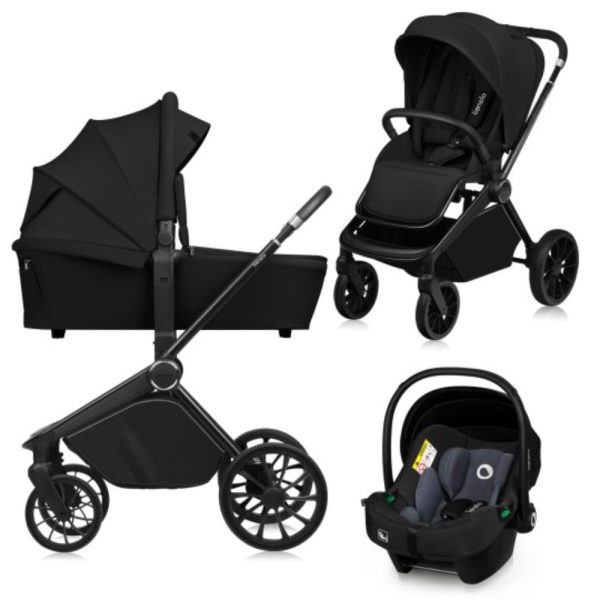 Lionelo dječja kolica Mika Plus 3u1, Black Onyx