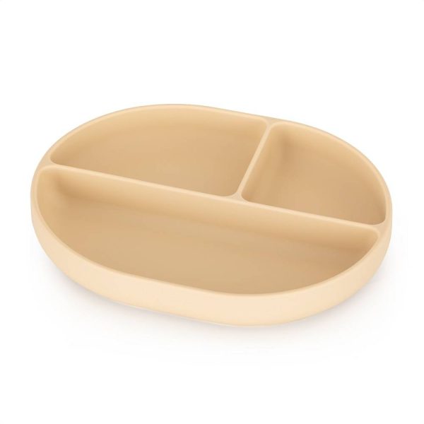 PETITE&MARS SILIKONSKI OVALNI TANJUR S ODJELJCIMA I VAKUUMOM 6M+ TAKE&MATCH - DESERT SAND