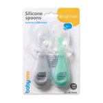 BABYONO SILIKONSKE ŽLICE S GRANIČNIKOM 6M+ SIVA/MINT - Slika 3
