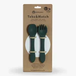 PETITE&MARS SILIKONSKA ŽLICA I VILICA TAKE&MATCH - MISTY GREEN - Slika 3
