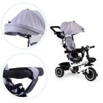 Ecotoys Tricikl s okretnim sjedalom 360 s bijelom konstrukcijom, siva - Slika 4