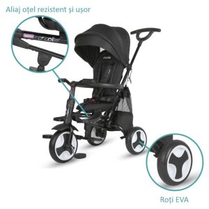COCCOLLE SKLOPIVI TRICIKL SPECTRA PLUS PREMIUM - JET BLACK - Slika 8
