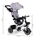 Ecotoys Tricikl s okretnim sjedalom 360 s bijelom konstrukcijom, siva - Slika 2