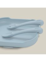 INTERBABY SILIKONSKI SET PRIBORA ZA JELO - BLUE GREY - Slika 4