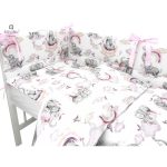 MIMINU POSTELJINA ZA BEBE SET 5 ELEM. SLONIĆ I DUGA ROZA ( ZA KREVETIĆ DIM. 120X60 CM )