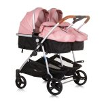 CHIPOLINO DJEČJA KOLICA ZA BLIZANCE ILI DVOJE DJECE DUO SMART - FLAMINGO