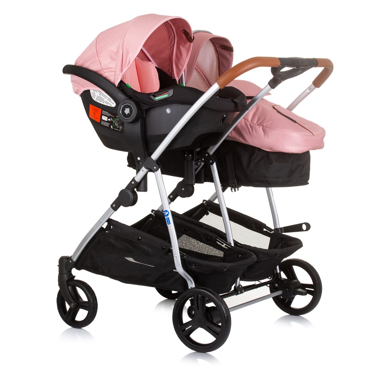 CHIPOLINO DJEČJA KOLICA ZA BLIZANCE ILI DVOJE DJECE DUO SMART - FLAMINGO - Slika 9