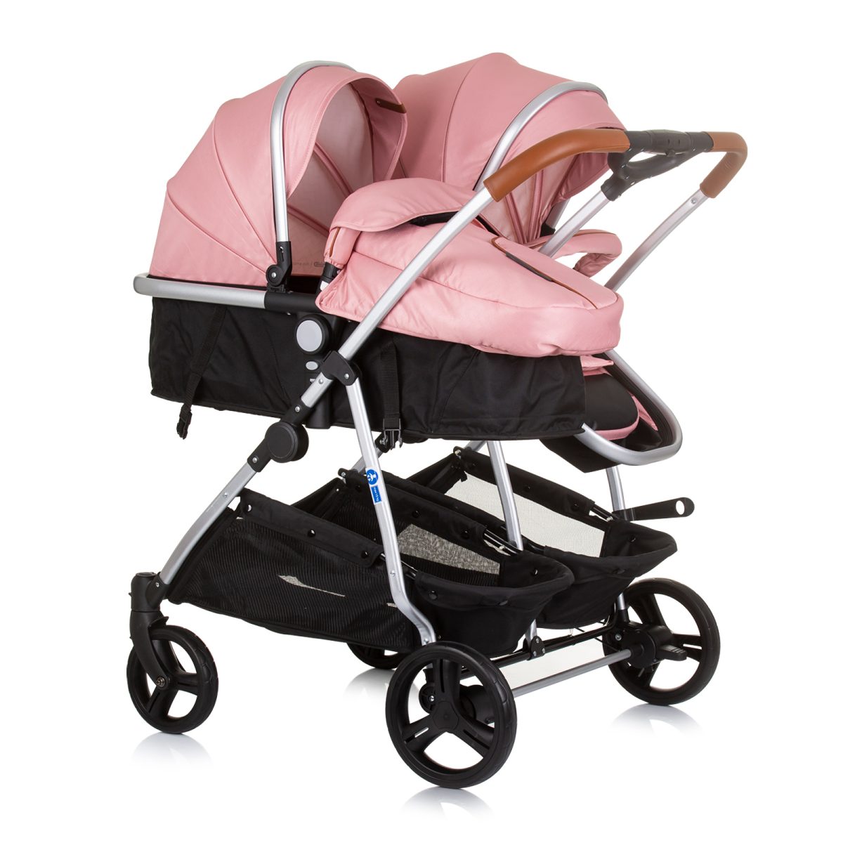 CHIPOLINO DJEČJA KOLICA ZA BLIZANCE ILI DVOJE DJECE DUO SMART - FLAMINGO - Slika 2