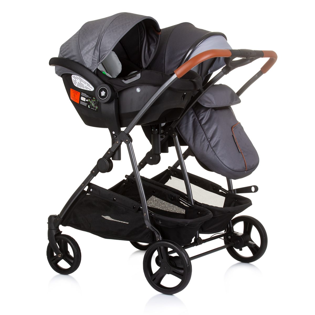 CHIPOLINO DJEČJA KOLICA ZA BLIZANCE ILI DVOJE DJECE DUO SMART - SILVER GREY - Slika 9