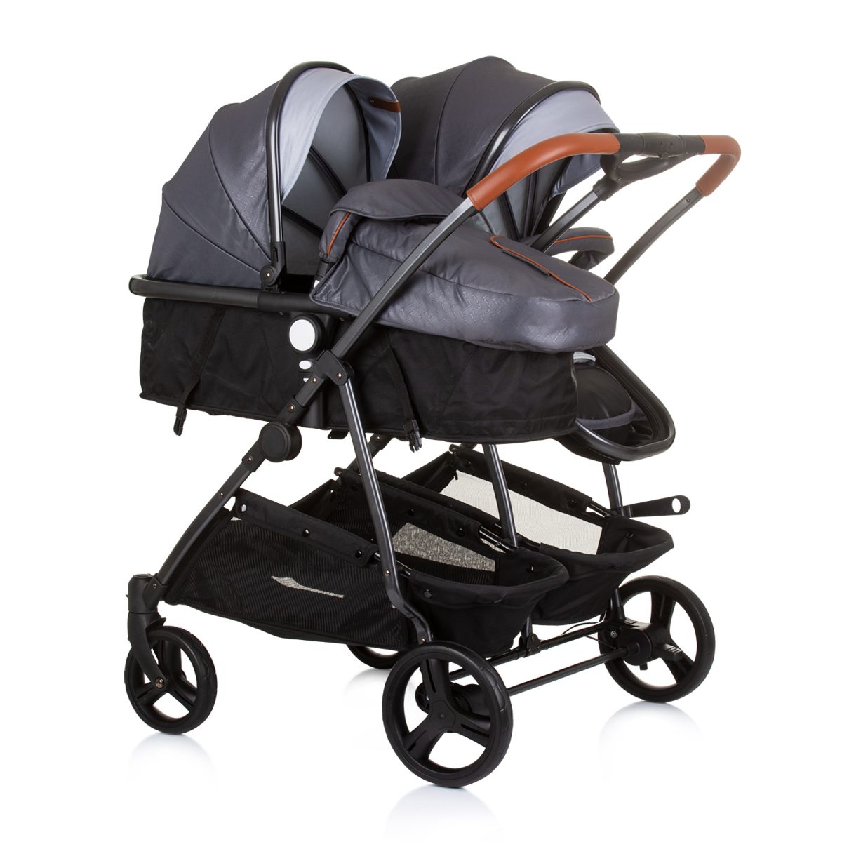 CHIPOLINO DJEČJA KOLICA ZA BLIZANCE ILI DVOJE DJECE DUO SMART - SILVER GREY - Slika 2