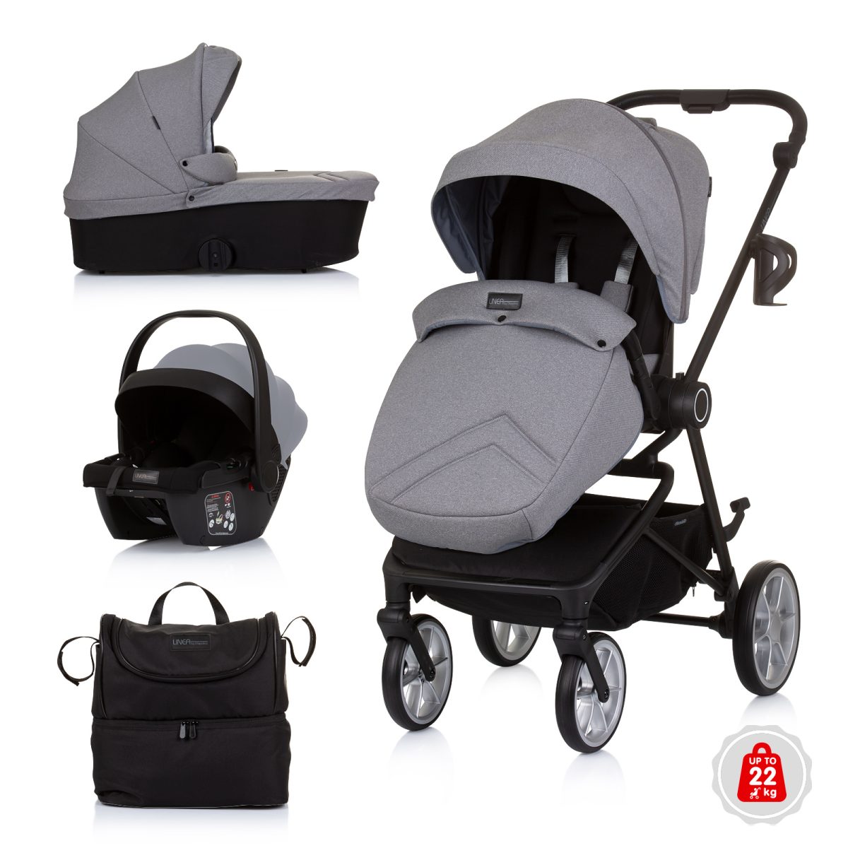 CHIPOLINO KOLICA LINEA - ASH GREY - Slika 1