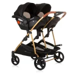 CHIPOLINO DJEČJA KOLICA ZA BLIZANCE ILI DVOJE DJECE DUO SMART - OBSIDIAN/GOLD - Slika 9