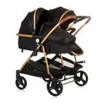CHIPOLINO DJEČJA KOLICA ZA BLIZANCE ILI DVOJE DJECE DUO SMART - OBSIDIAN/GOLD - Slika 2