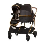 CHIPOLINO DJEČJA KOLICA ZA BLIZANCE ILI DVOJE DJECE DUO SMART - OBSIDIAN/GOLD - Slika 5