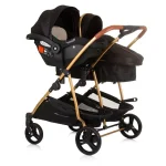CHIPOLINO DJEČJA KOLICA ZA BLIZANCE ILI DVOJE DJECE DUO SMART - OBSIDIAN/GOLD - Slika 10