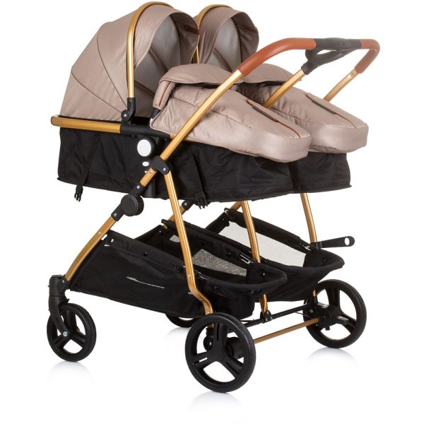 CHIPOLINO DJEČJA KOLICA ZA BLIZANCE ILI DVOJE DJECE DUO SMART - GOLDEN BEIGE