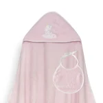 InterBaby Set ručnik s kapuljačom + podbradak Slonić Roza