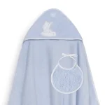InterBaby Set ručnik s kapuljačom + podbradak Slonić Plavi