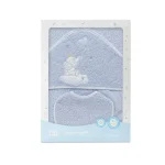 InterBaby Set ručnik s kapuljačom + podbradak Slonić Plavi - Slika 2
