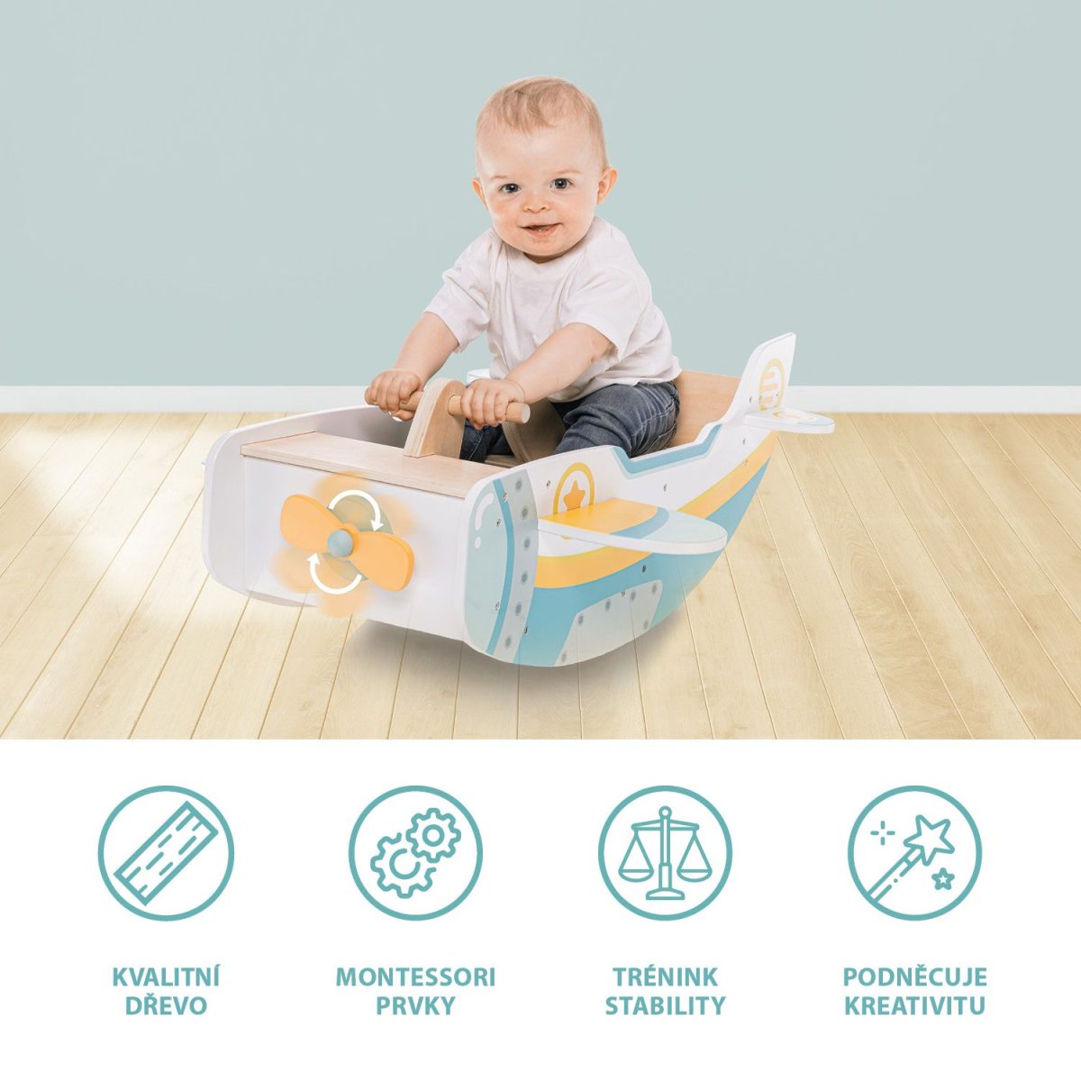 ZOPA DRVENA NJIHALJKA AVION - MONTESSORI - Slika 2