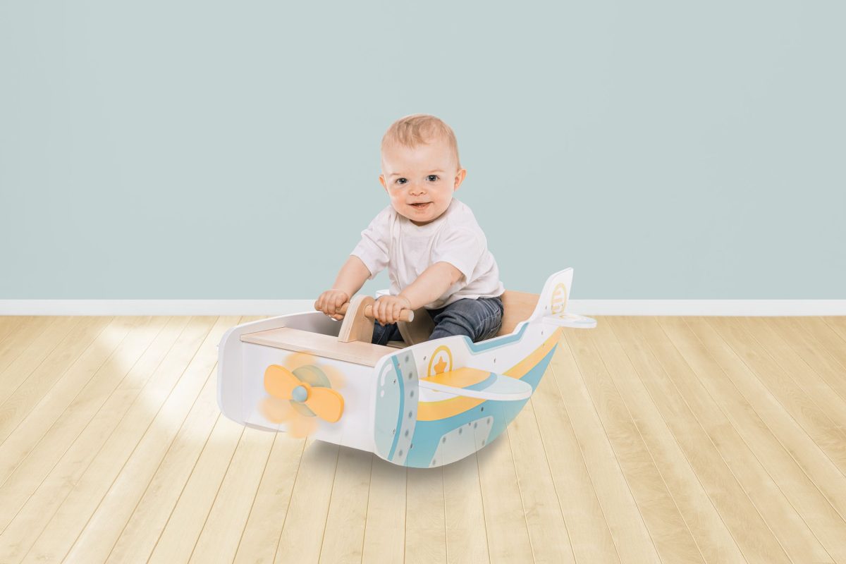 ZOPA DRVENA NJIHALJKA AVION - MONTESSORI - Slika 4