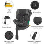 COCCOLLE MAGO I-SIZE AUTOSJEDALICA 0-36 KG ( 40-150 CM ) - JET BLACK - Slika 3