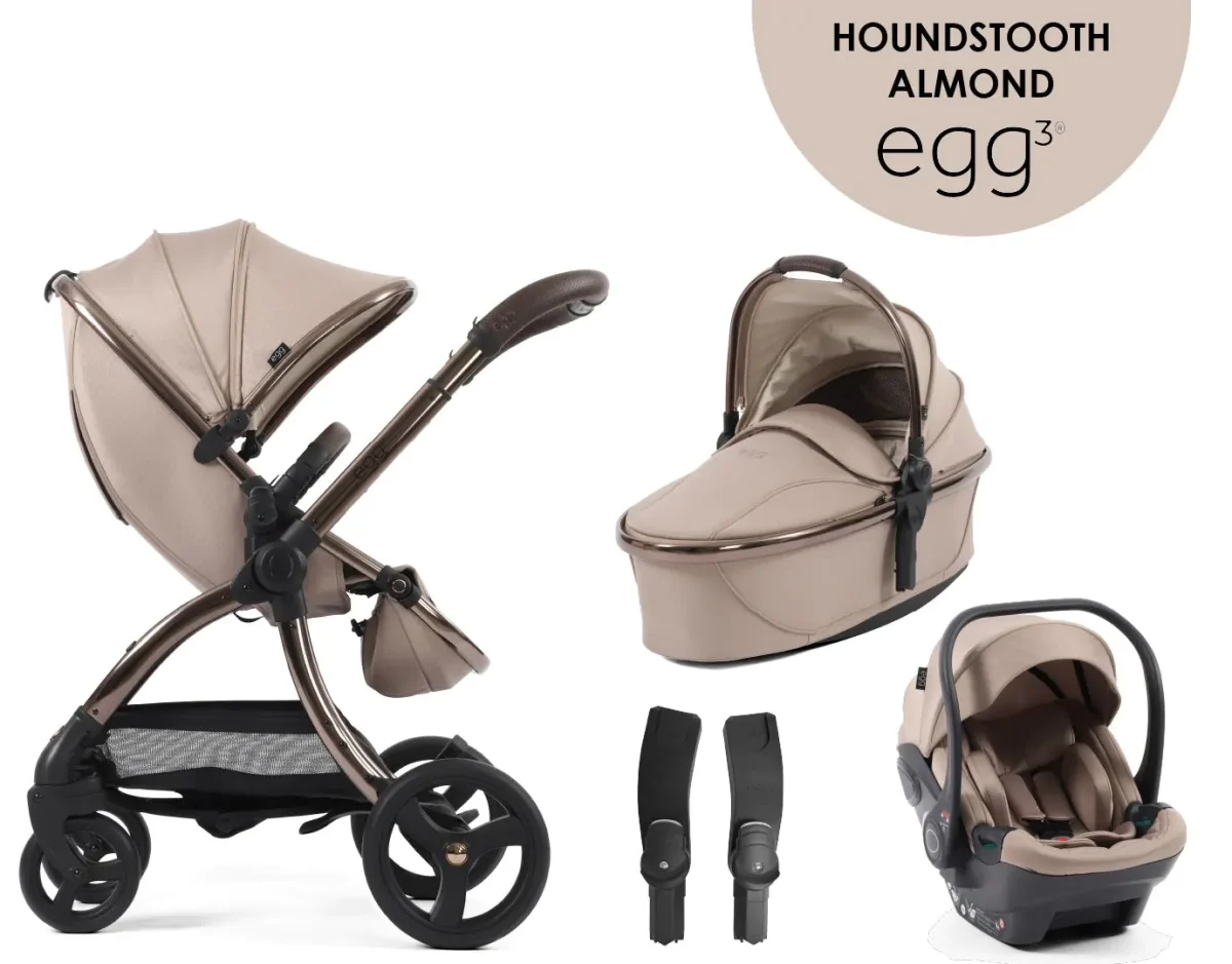 egg3® dječja kolica 4u1 - Special Edition Houndstooth Almond - Slika 1