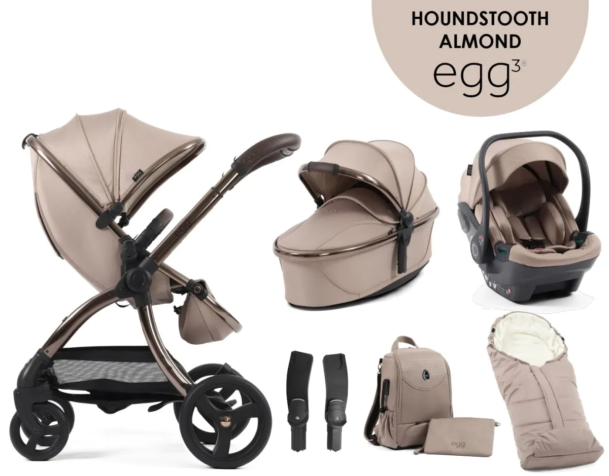 egg3® dječja kolica 6u1 - Special Edition Houndstooth Almond - Slika 1