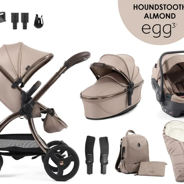egg3® dječja kolica 9u1 - Special Edition Houndstooth Almond