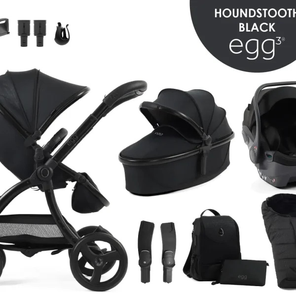 egg3® dječja kolica 9u1 - Special Edition Houndstooth Black