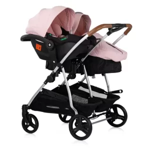 CHIPOLINO DJEČJA KOLICA ZA BLIZANCE ILI DVOJE DJECE DUO SMART - PINK MARSHMELLOW - Slika 10