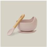 INTERBABY SILIKONSKA ZDJELICA + ŽLICA - DARK PINK - Slika 2