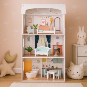 Ecotoys Drvena kućica za lutke Alice s namještajem - Slika 3