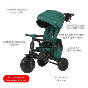 QPLAY NOVA MAX SKLOPIVI TRICIKL - GREEN - Slika 8