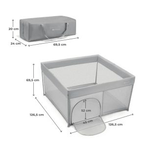 Kinderkraft dječja igraonica/vrtić ZIKI 126,5x126,5x69,5 cm, siva - Slika 8