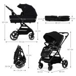 Kinderkraft dječja kolica Yoxi MINK PRO 3u1, Pure Black - Slika 7