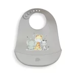 InterBaby Silikonski podbradak za bebe - Prijatelji sivo