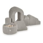 PLUSH NEST Mekani poligon s 9 elemenata - sivi