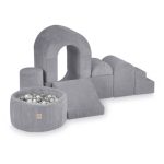 PLUSH NEST Mekani poligon s 9 elemenata - sivi